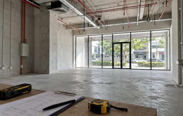 Illustrative cafe site survey with plans and premises checks